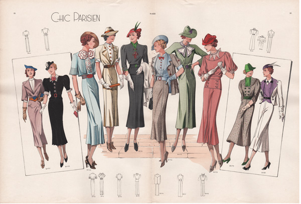 vintage fashion prints art deco chic parisien 1936